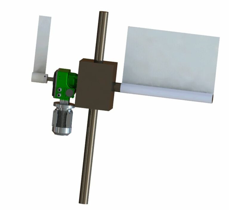 A 3D gear model attached to a pole.