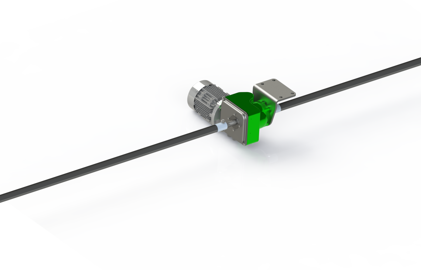 A 3D model of a green wire with a gear handle.